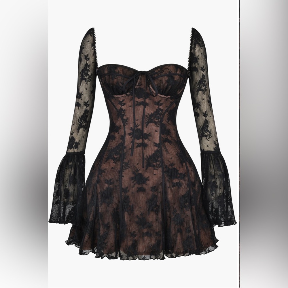 House of CB Analissa Long Sleeve Lace Mini Dress